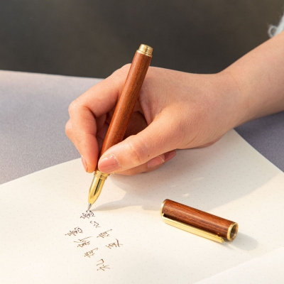 高檔銅木質簽字筆套裝定制刻字商務男士辦公專用紅木質寶珠筆禮盒