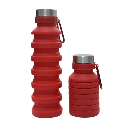 新款矽膠運動水壺可折疊矽膠水袋便捷旅行水杯戶外折疊水瓶