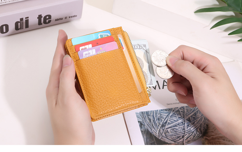 真皮卡包超薄多卡位小錢包拉鏈零錢包女韓國簡約外貿硬幣包