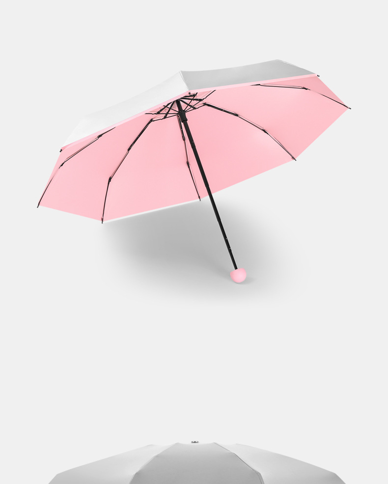 鈦銀膠五折太陽傘女防曬遮陽傘小清新口袋晴雨兩用黑膠折疊傘