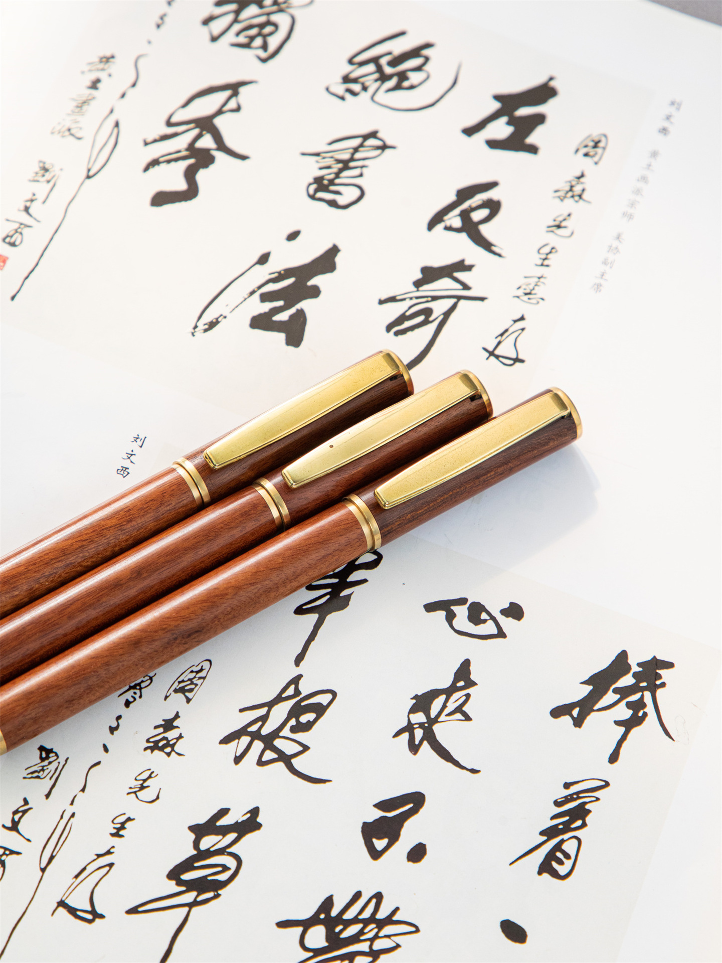 高檔銅木質簽字筆套裝定制刻字商務男士辦公專用紅木質寶珠筆禮盒