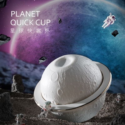 中秋禮品月球宇航員星球快客杯旅行茶具一壺三杯創意禮品跨境